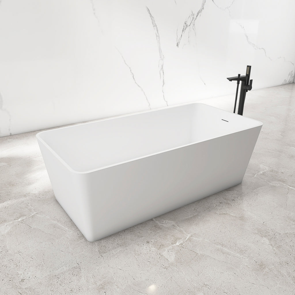 67 Inch Freestanding Solid Surface Soaking Bathtub