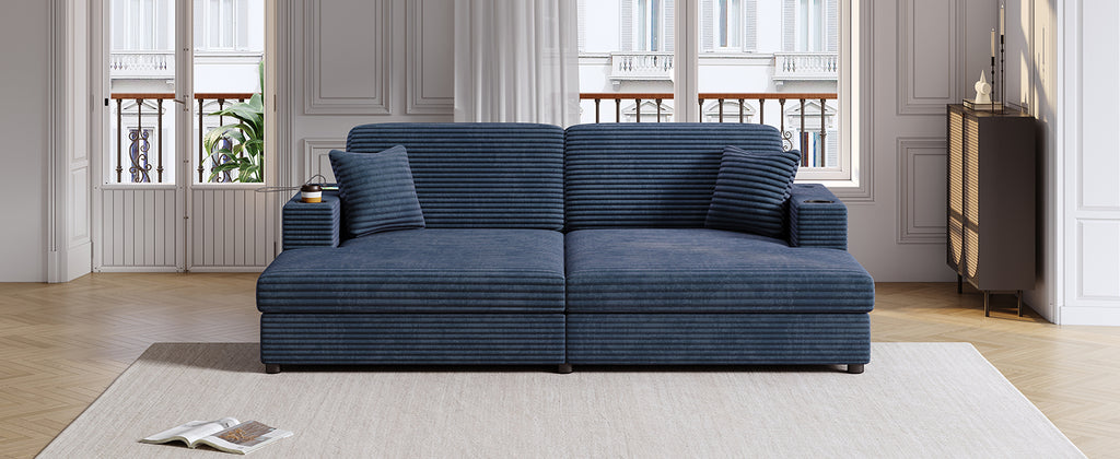 86.5" Oversized Loveseat Chaise Lounge Sectional Sofa Bed