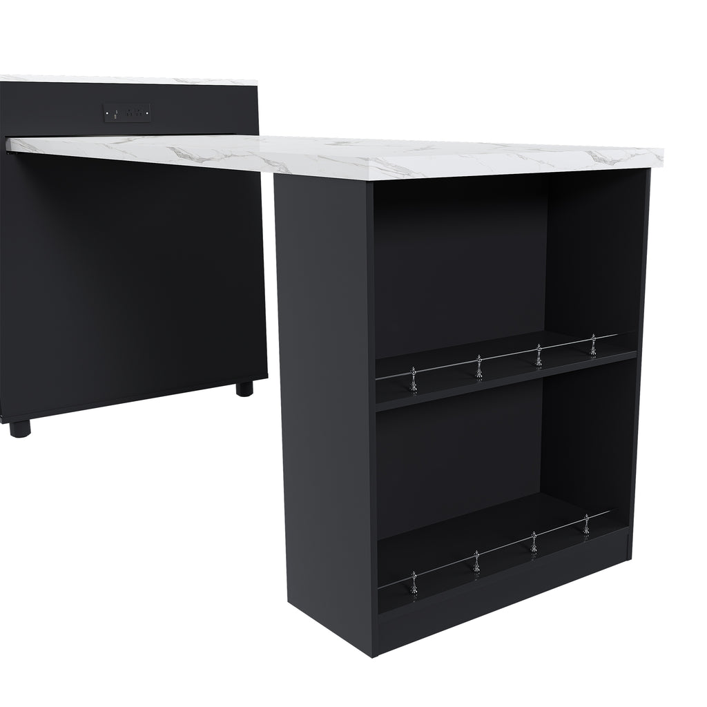 80-Inch Expandable Kitchen Island with Dining Table