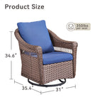 Outdoor Swivel Rocking Wicker Chairs Set of 2