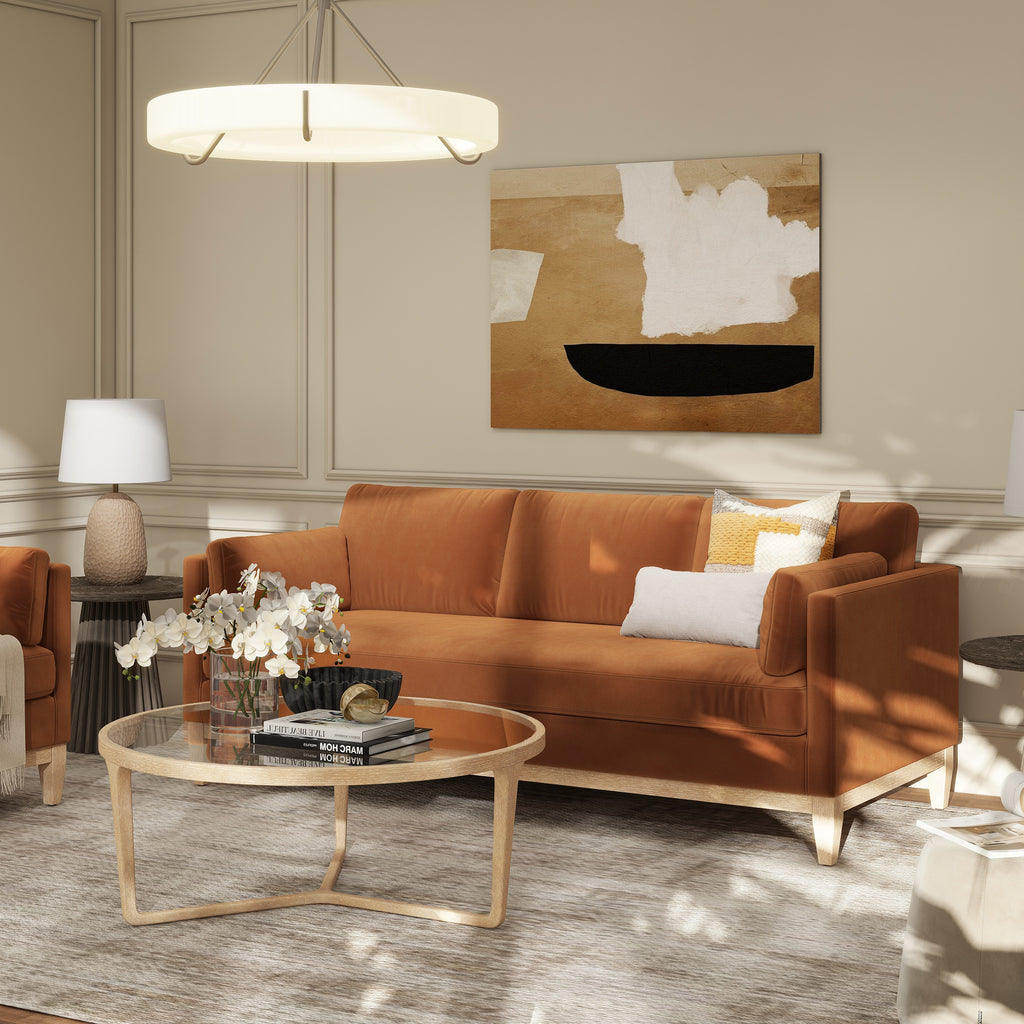 Knox 84" Modern Farmhouse Sofa - Burnt