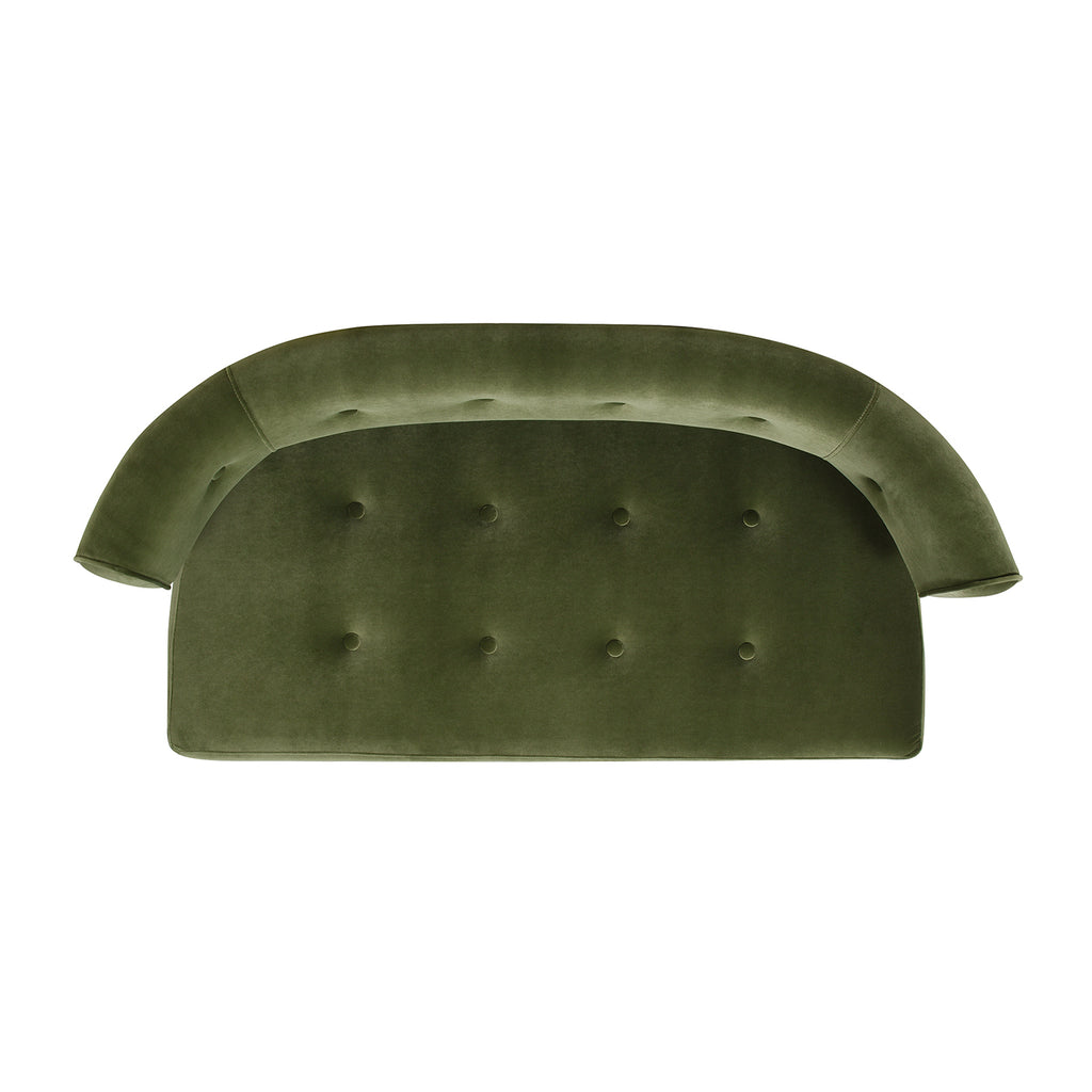 Jared Roll Arm Tufted Bench Settee, Olive