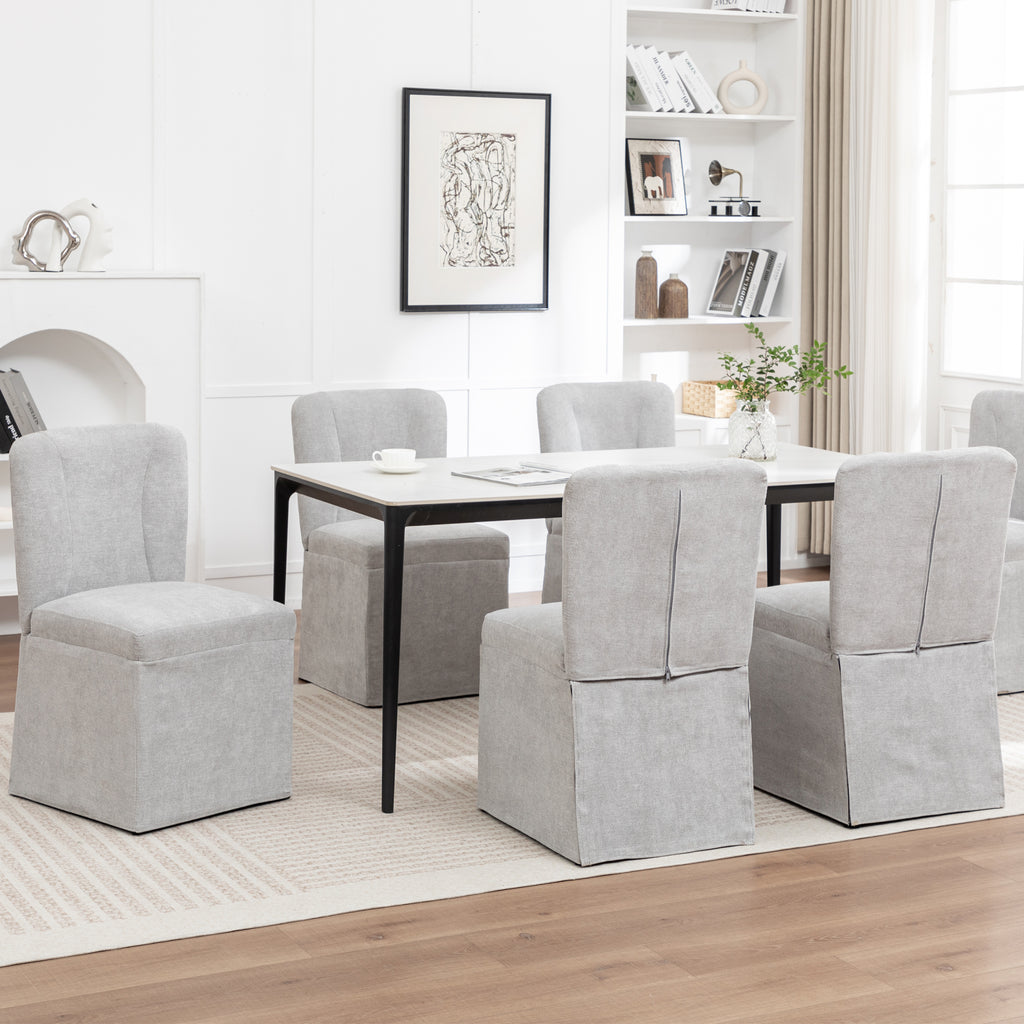 Linen Dining Chairs - Set of 2 Modern Fabric Side Chairs