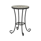 Patio Side Table with Shelf in Brown and Black