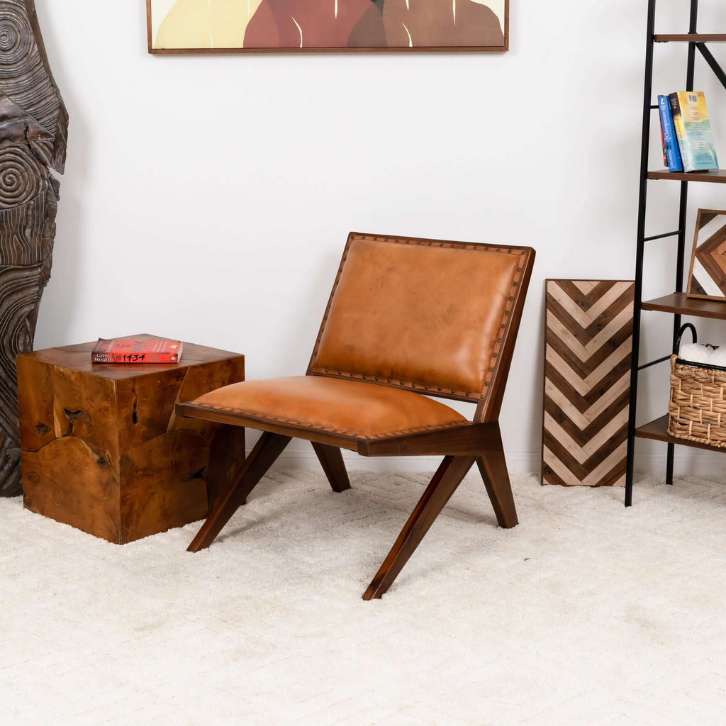 Colin Mid-Century Modern Leather Lounge Chair