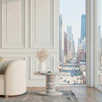 Modern Stacked Cobblestone End Table