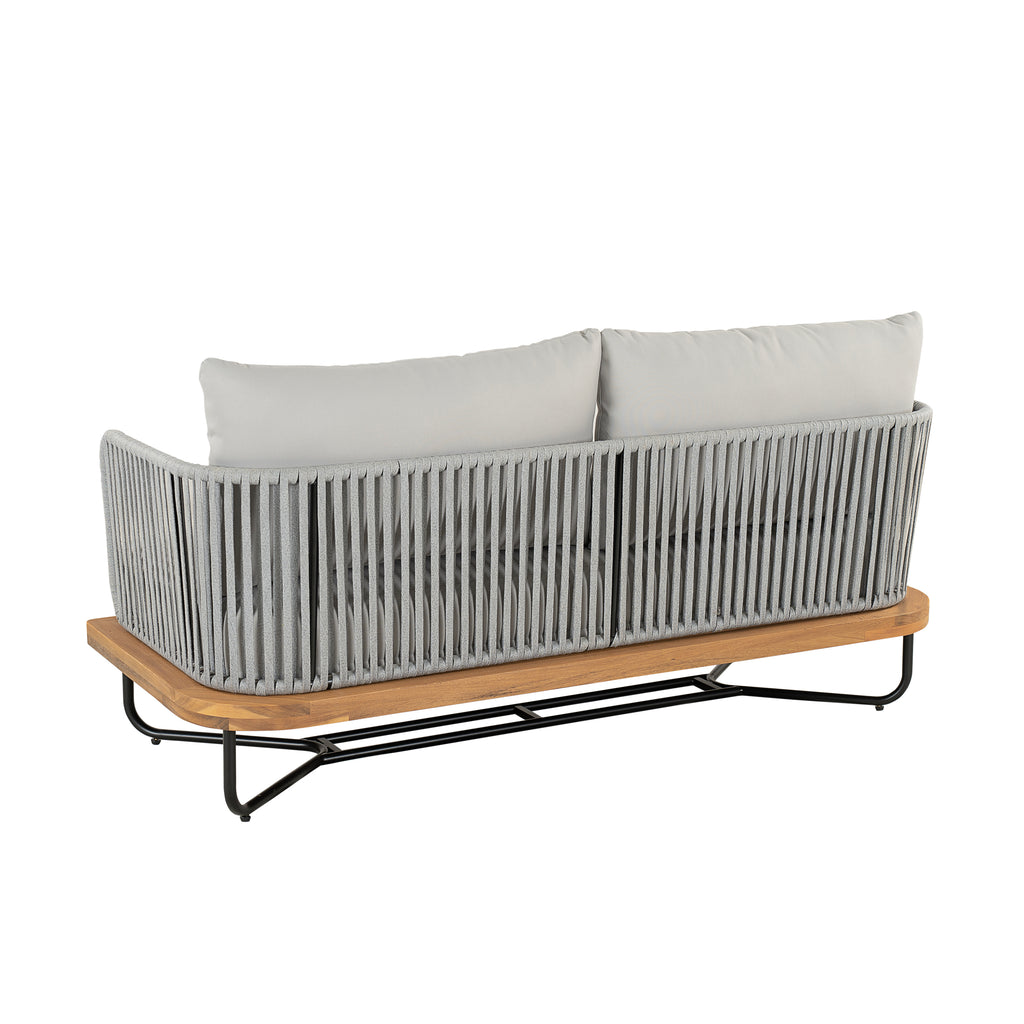 Lucca Outdoor Acacia Wood Rope Woven Sofa Sectional Set