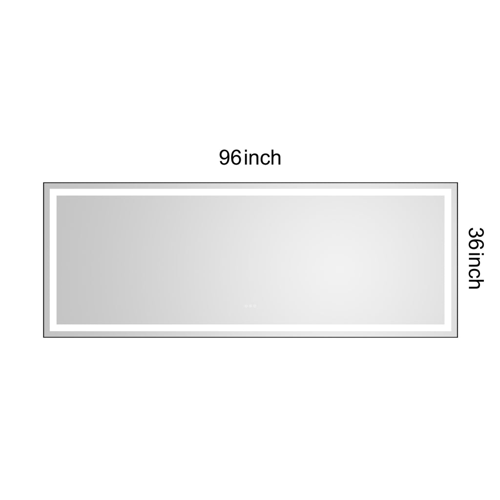 96" x 36" LED Bathroom Mirror with Aluminum Frame