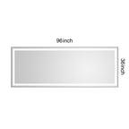 96" x 36" LED Bathroom Mirror with Aluminum Frame