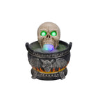 Halloween Skull Cauldron Statue with LED Light