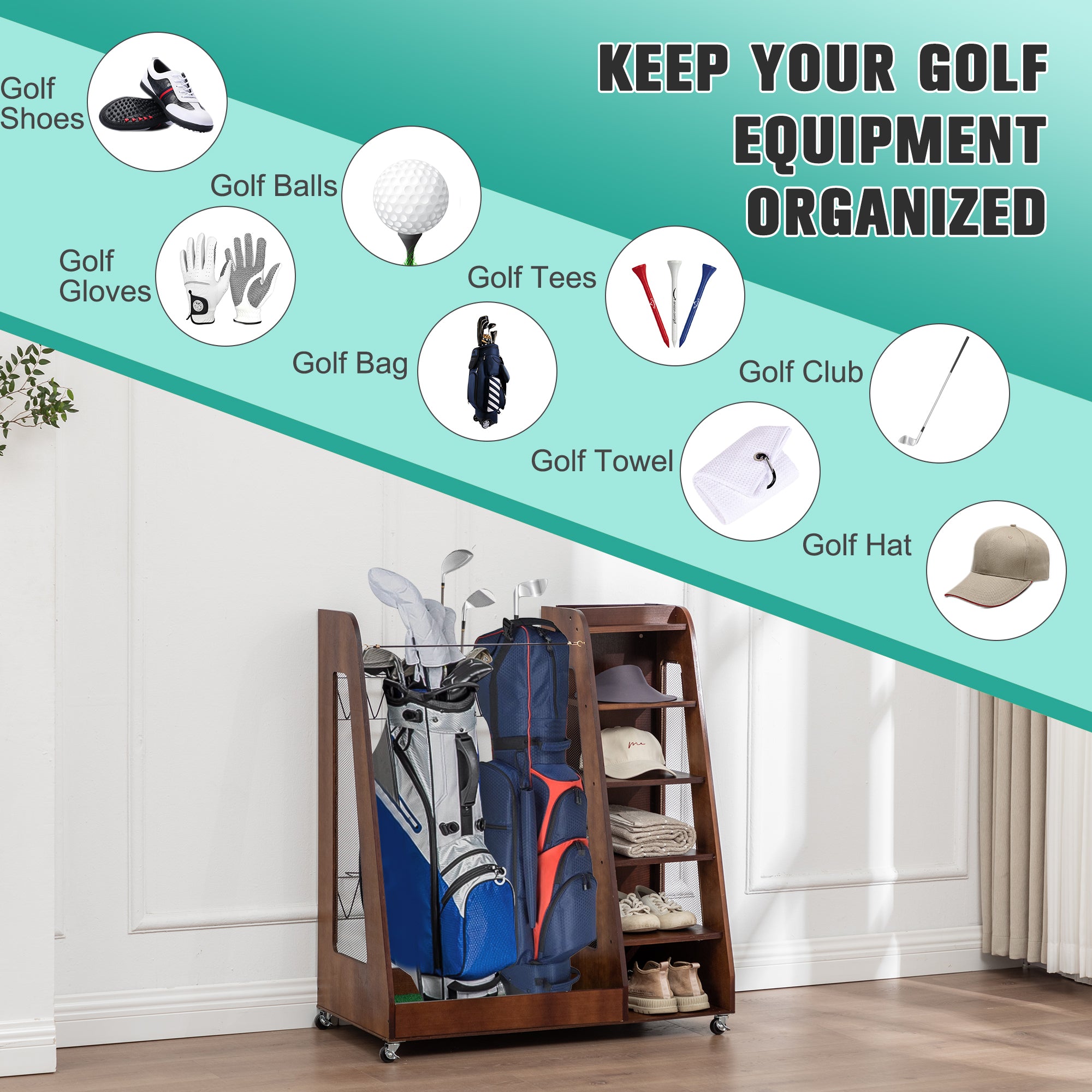 Golf Bag Organizer for Garage