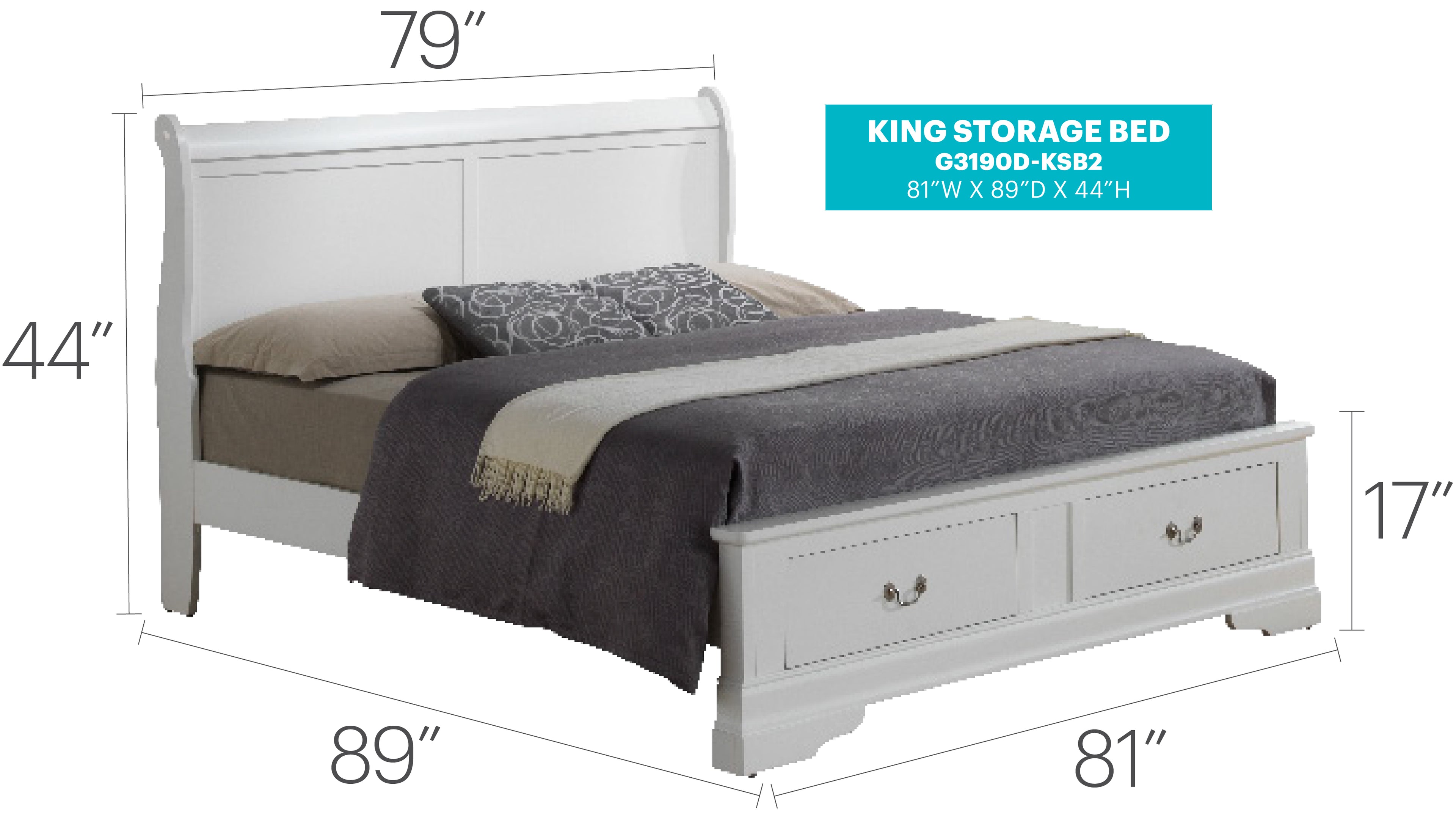 Charming Traditional King Storage Bed