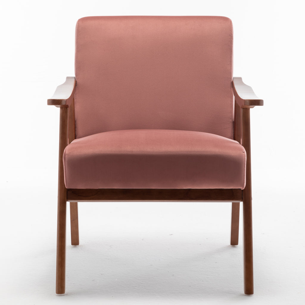 Accent Chair with Velvet Upholstery and Solid Wood Frame