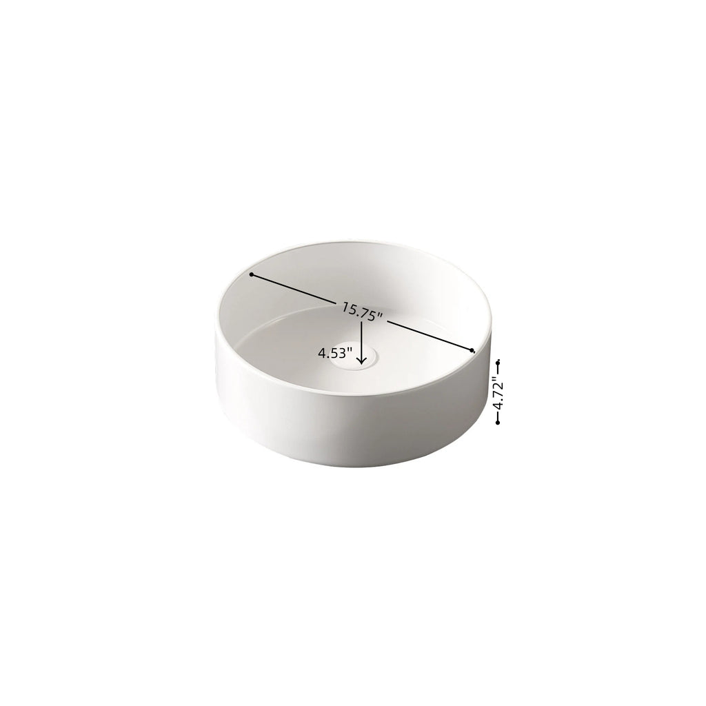 MUNIN 16'' Bathroom Sink - Round Vessel Ceramic Basin