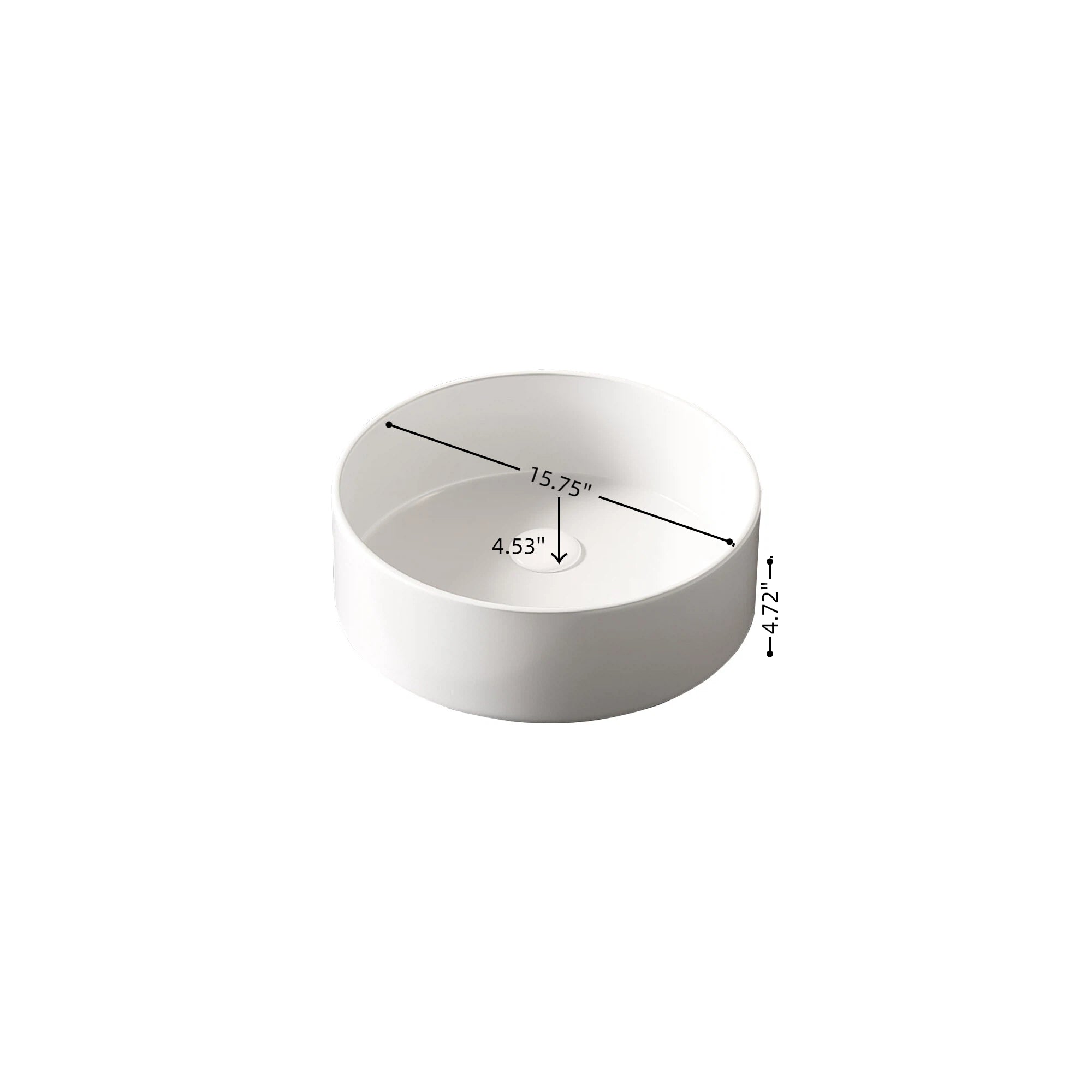 MUNIN 16'' Bathroom Sink - Round Vessel Ceramic Basin