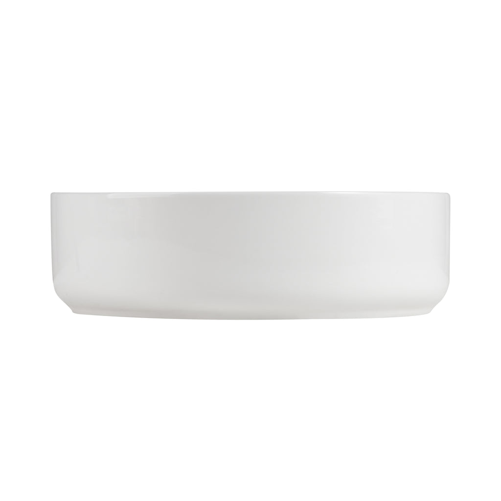 Glossy White Ceramic Vessel Sink, 15.56-Inch Round