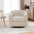 31.89" Wide Modern Chenille Cushioned Metal Base Swivel Chair