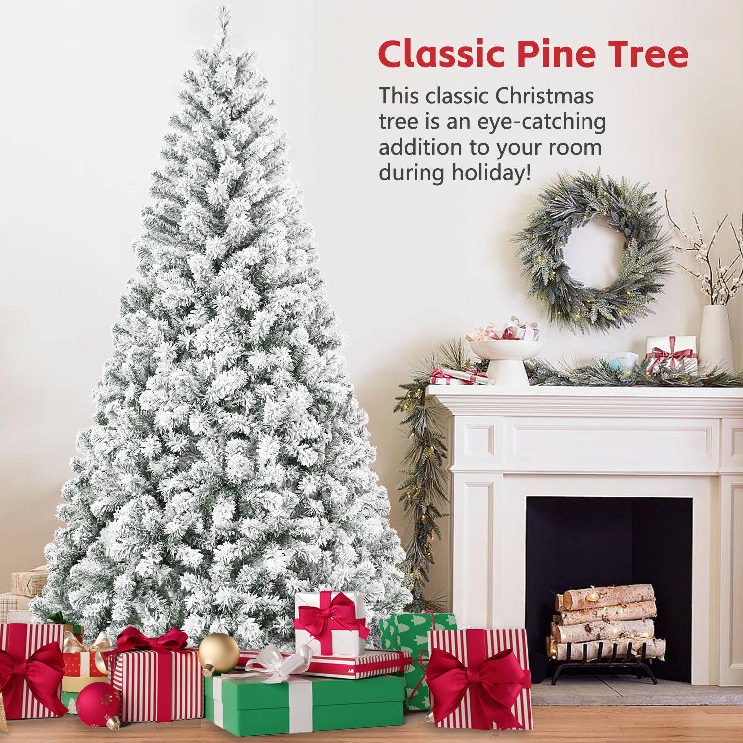 4FT Flocked Christmas Tree - Snowy PVC Artificial Holiday Tree