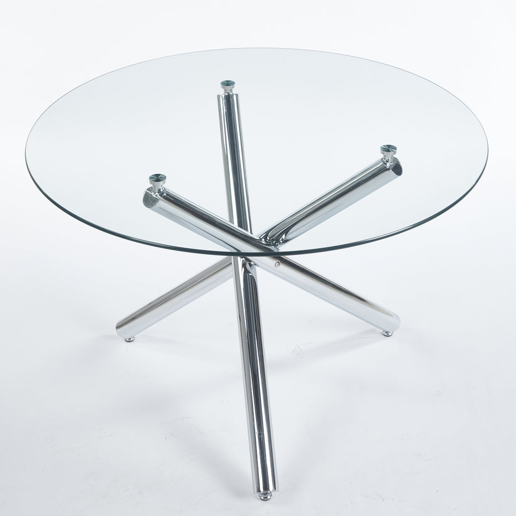 Chrome Dining Table with Metal Legs
