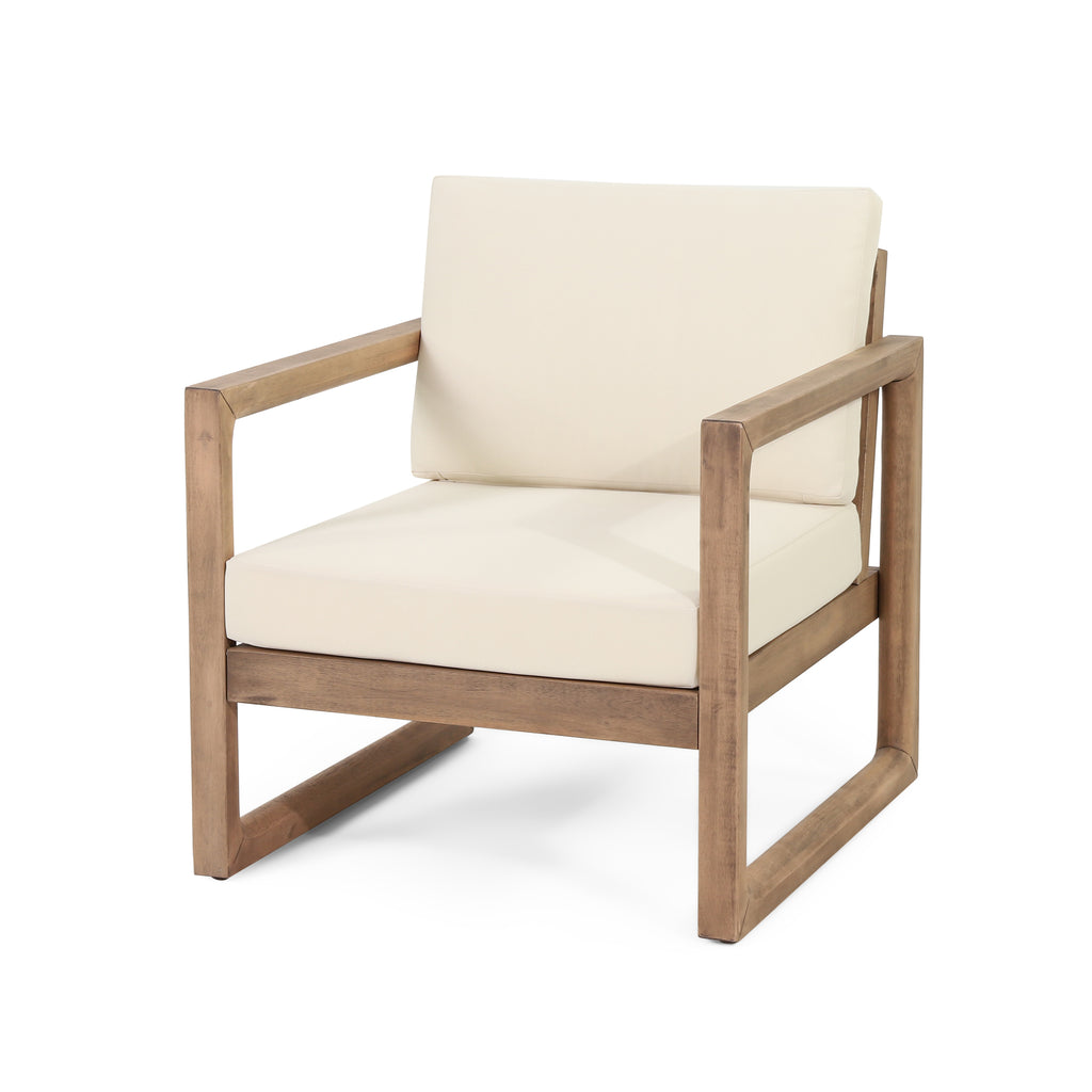 Set of 2 Outdoor Acacia Wood Patio Club Chairs