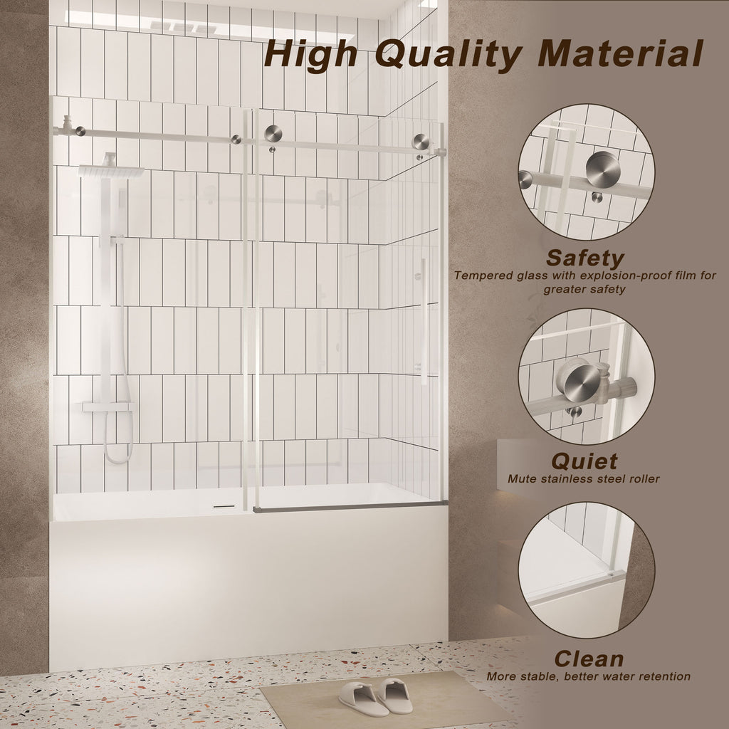 Frameless Shower Door 56-60" W x 60" H