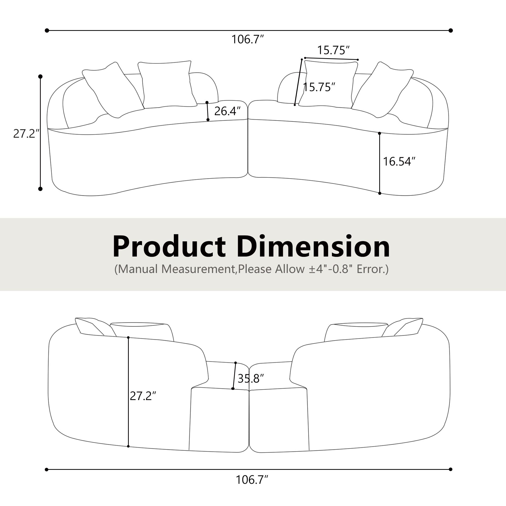 Curved Four Seater Sofa