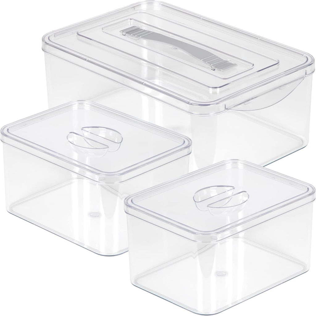 Clear Organizer Bins with Lids – Stackable Storage Containers for Home Organization