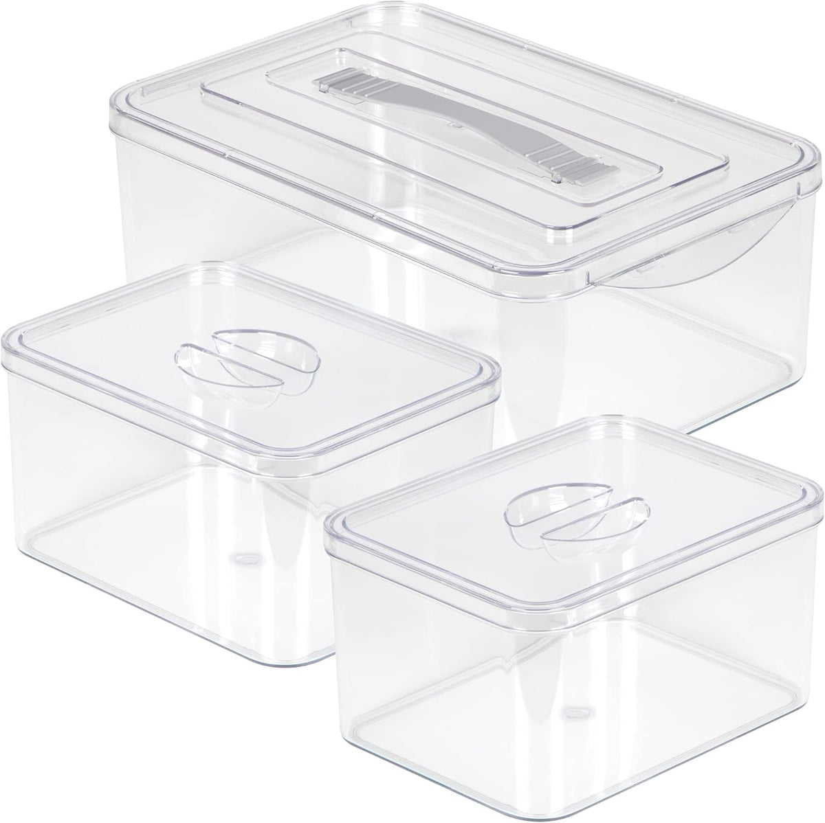 Clear Organizer Bins with Lids – Stackable Storage Containers for Home Organization