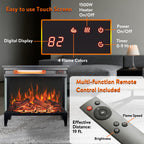 24 Inch Three Sided Glass Electric Fireplace with Feet