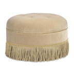 Yolanda 24" Round Upholstered Accent Ottoman, Fawn