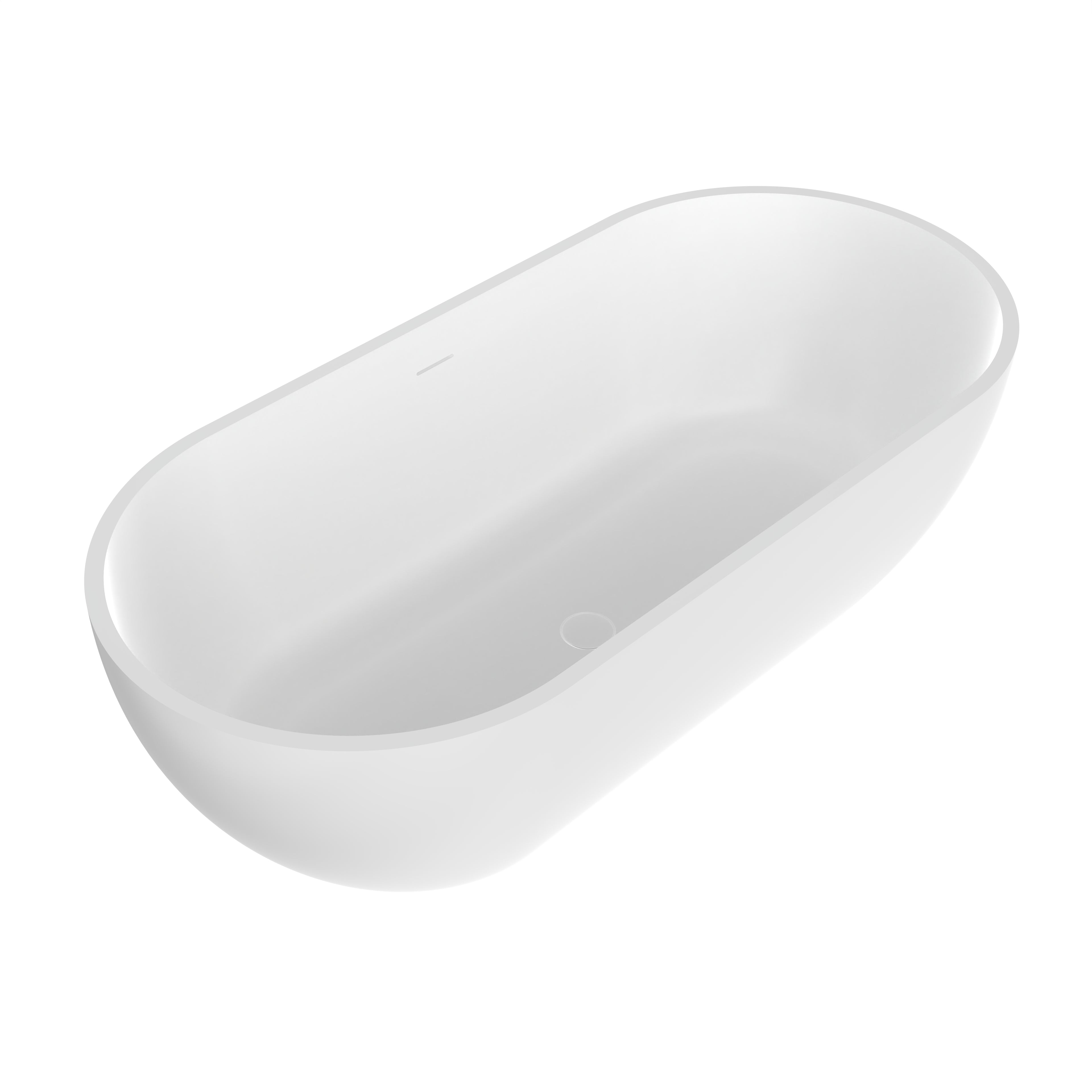 63 Inch Artificial Stone Solid Surface Oval Freestanding Bathtub