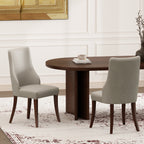 Connie Wood Vegan Leather and Velvet Dining Chair