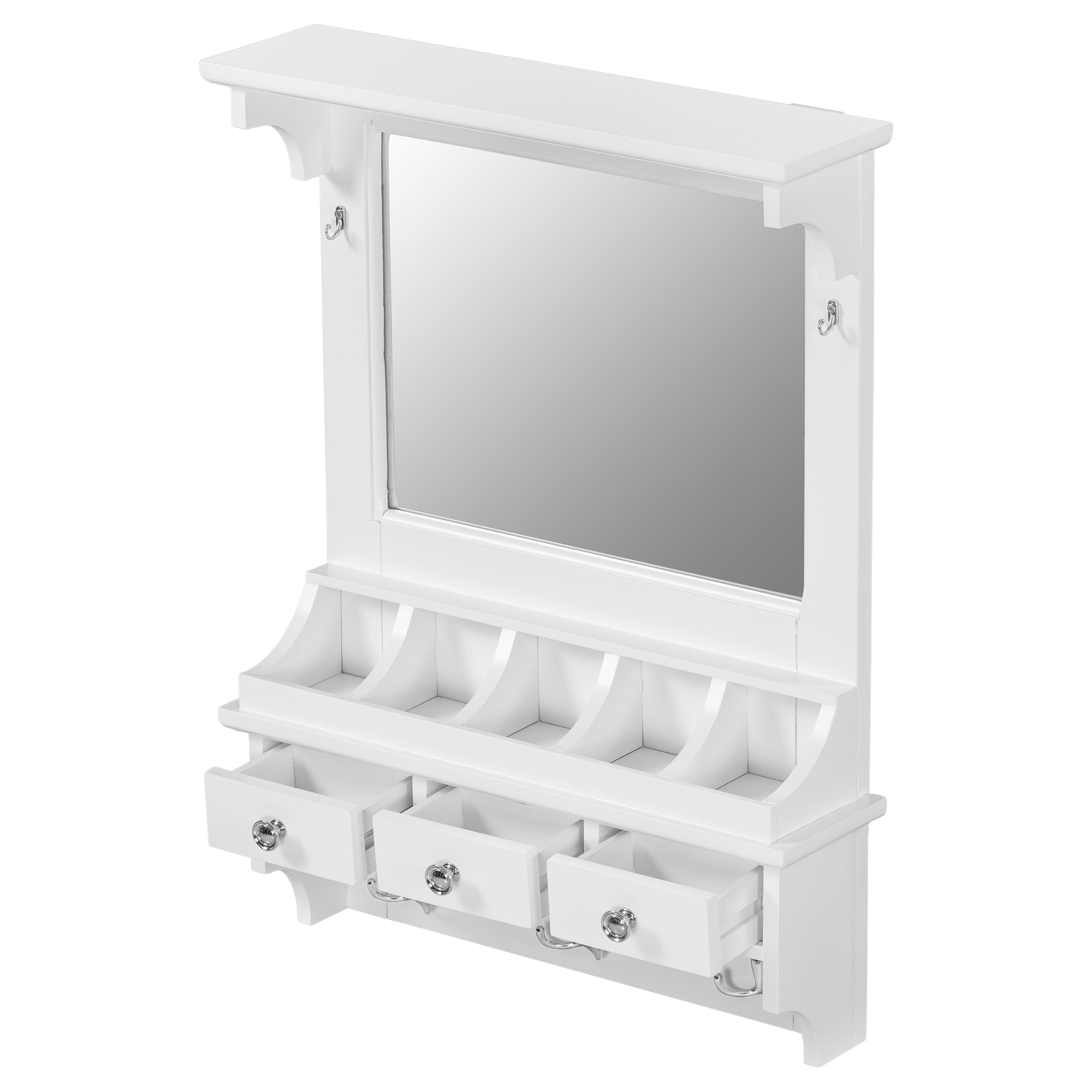 Floating Makeup Vanity with Big Mirror and Wall-Mounted Storage