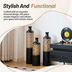 3-Piece Handcrafted Metal Floor Vase Set