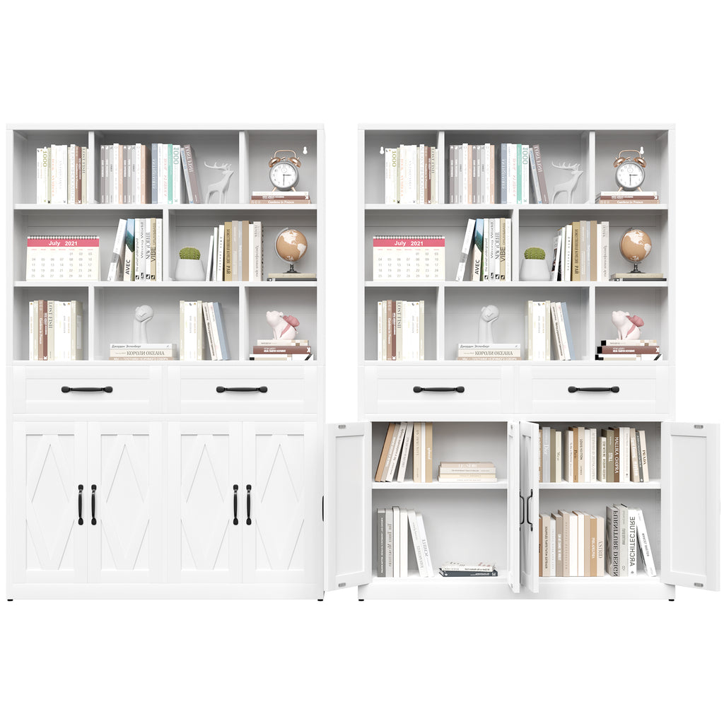 71" H Metal Bookcase with 2 Doors & 2 Drawers