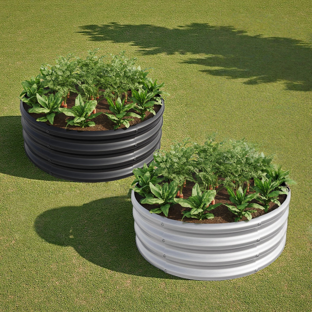 2-Piece 32.08" Tall Round Metal Raised Garden Bed