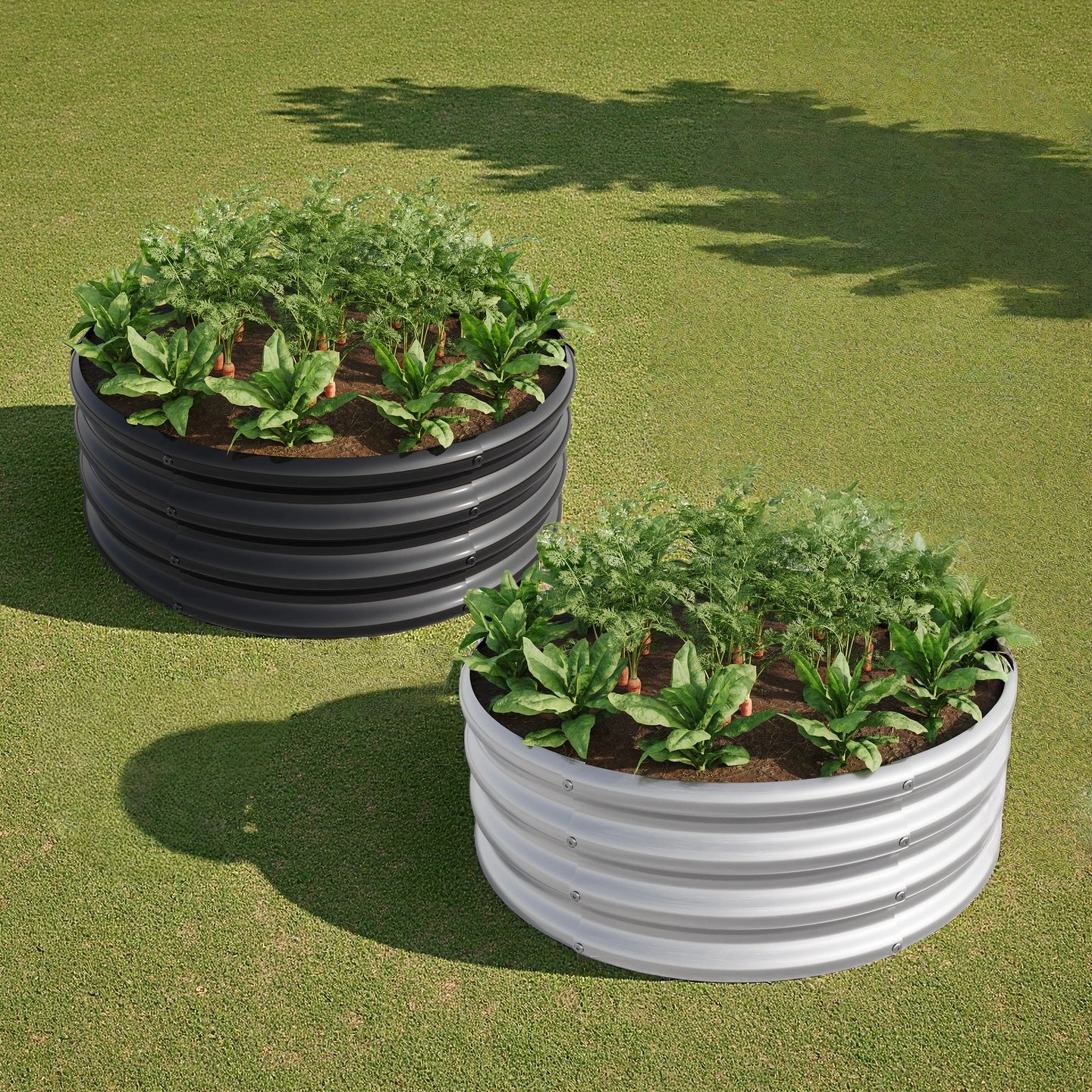 2-Piece 32.08" Tall Round Metal Raised Garden Bed
