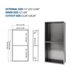 Stainless Steel Shower Niche Double Shelf - Gunmetal Finish