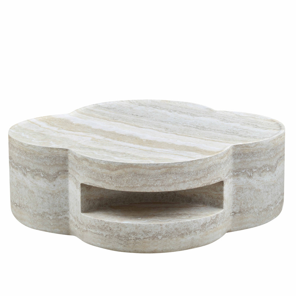 31.5" Clover Round Faux Marble Coffee Table