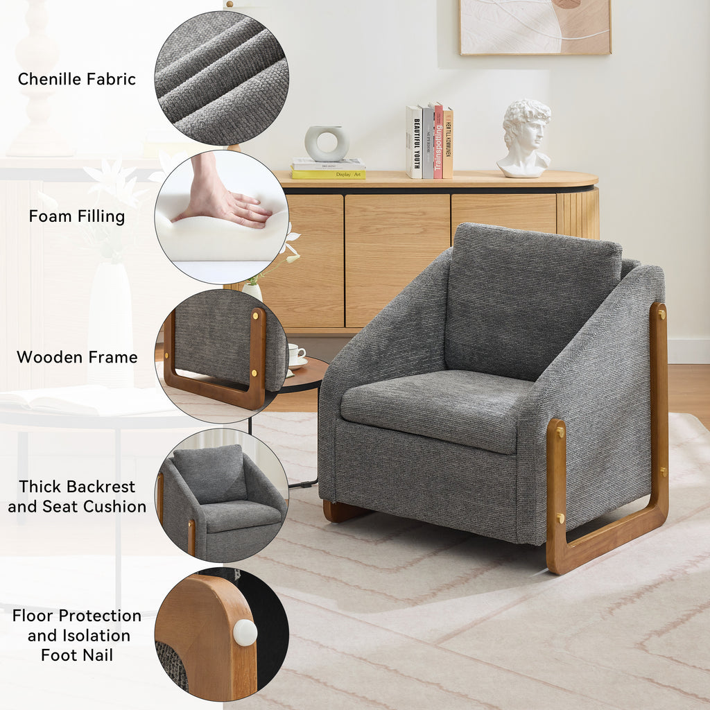 Chenille Fabric Modern Upholstered Armchair