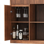 Fluted Buffet Wine Cabinet With Mini Fridge Nook