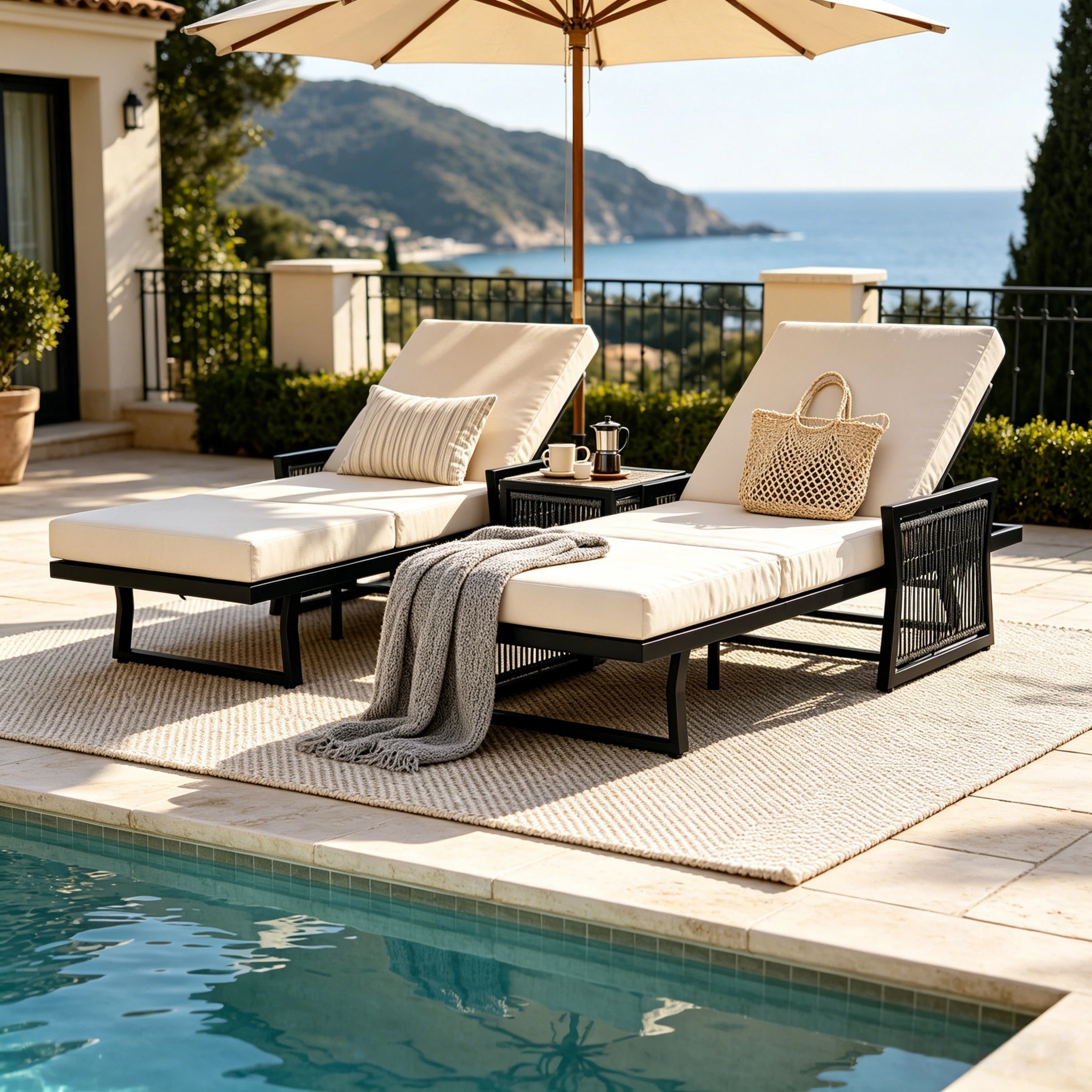 Black Mix Modern Chaise Lounge Set