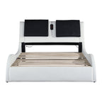 Faux Leather Upholstered Platform Bed Frame with LED Lighting