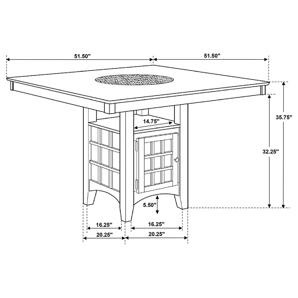 Tolland Cappuccino 1-Door Storage Counter Height Dining Table