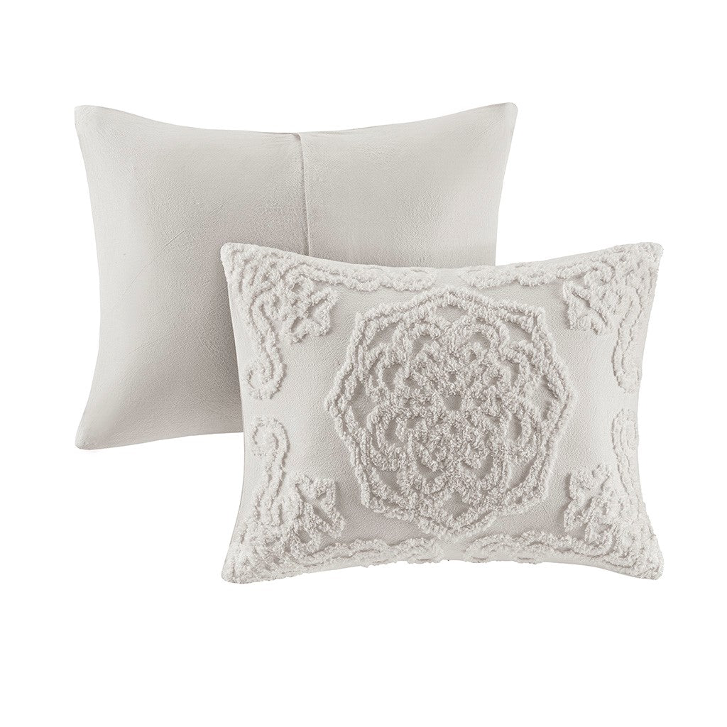King/Cal King 3-Piece Tufted Cotton Chenille Medallion Duvet Cover Set