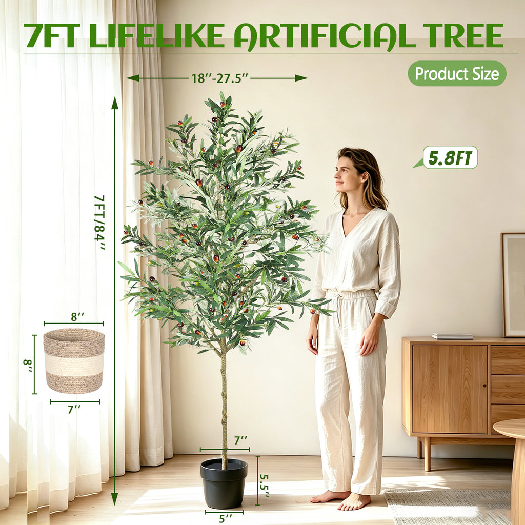 7FT Artificial Olive Tree Indoor Tall Faux Plant