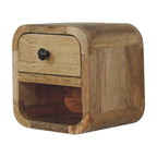 Extra Mini Curved Oak-ish Bedside with Open Slot, 1-Drawer