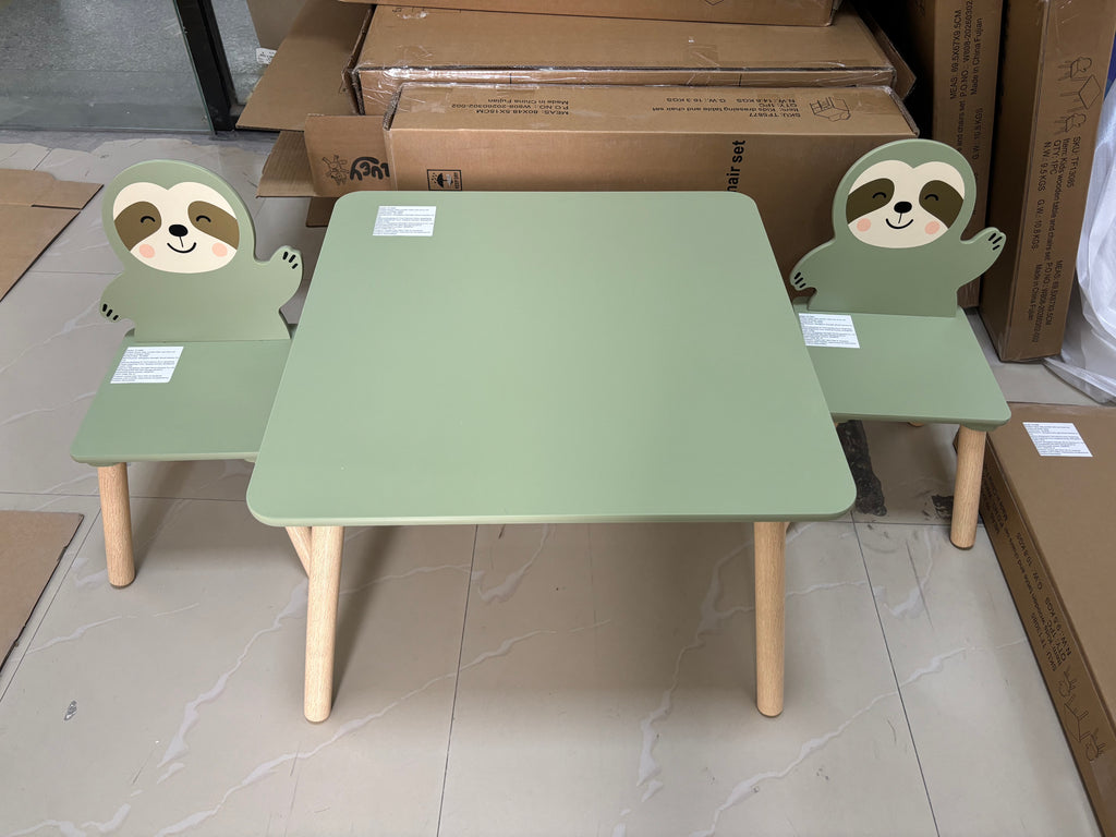 Kids Table and Chair Set with Cute Sloth Chairs