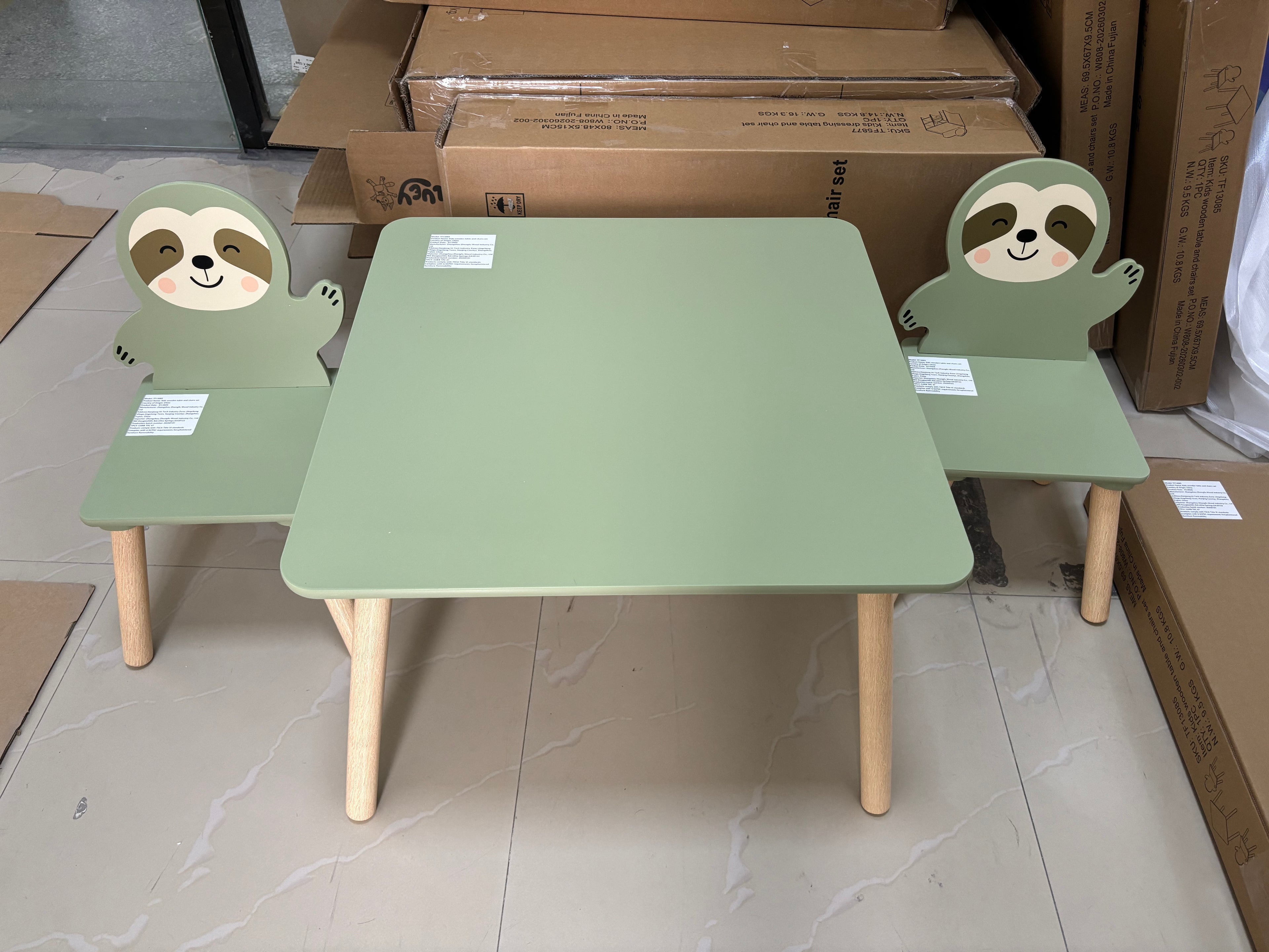 Kids Table and Chair Set with Cute Sloth Chairs