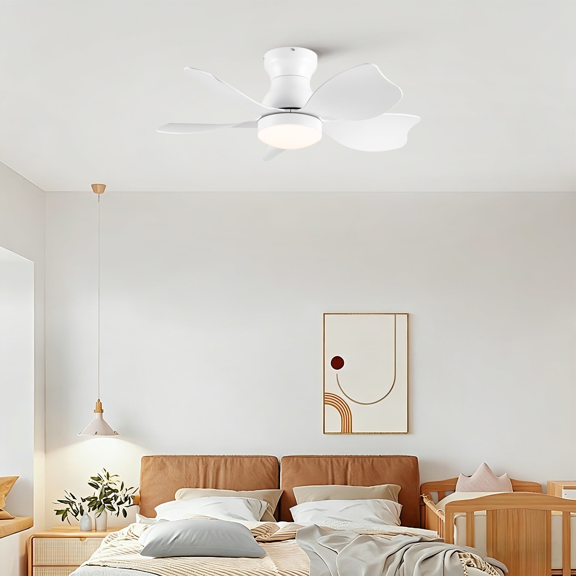 30 Inch Low Profile Flush Mount Ceiling Fan with Light